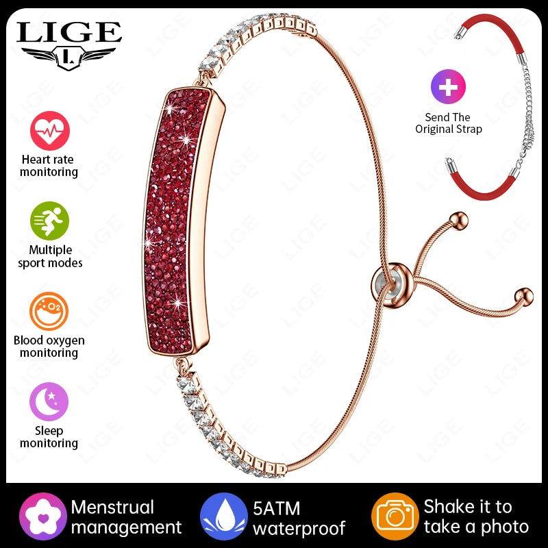 LIGE New Lady Smart Bracelet Waterproof Heart Rate Sleep Monitor Wristband Real-time Health Smartband Smartwatch For Android IOS