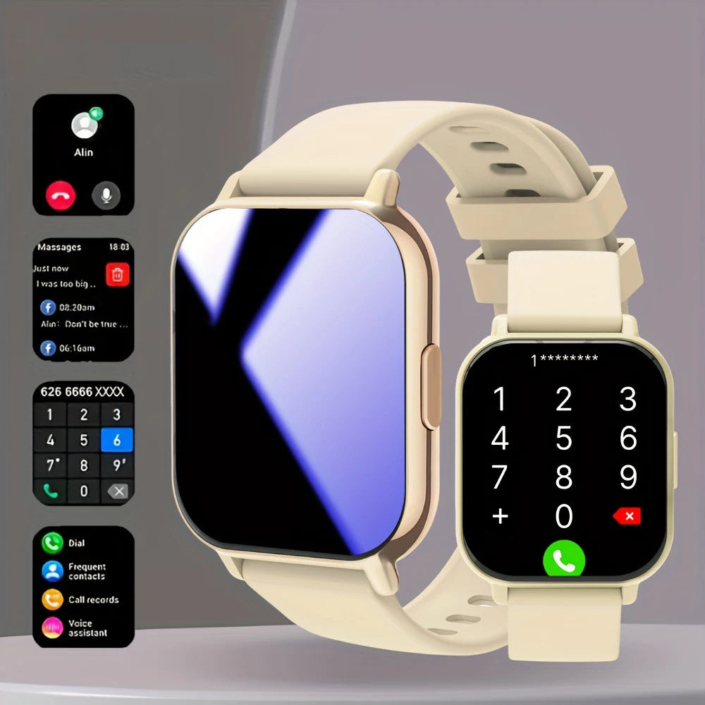 2025 Smart Watch for Men Women Square HD Screen: Wireless Calling with Dial Pad, Frequent Contacts Message Reminder