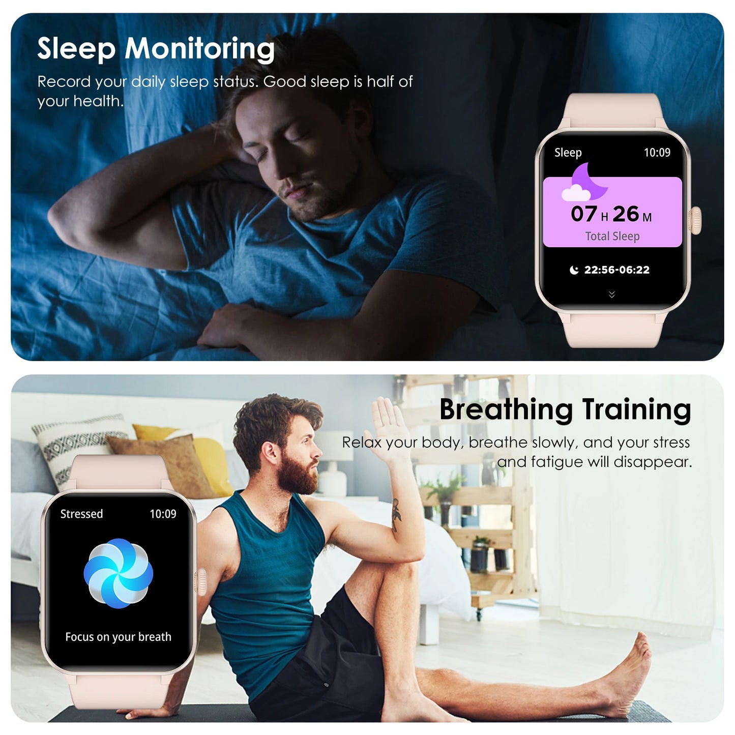 Blackview Waterproof R50 Smart Watch 1.85'' HD Screen Calls SpO2 Heart Rate Monitor Men Women Smartwatch with 100 Workout Modes