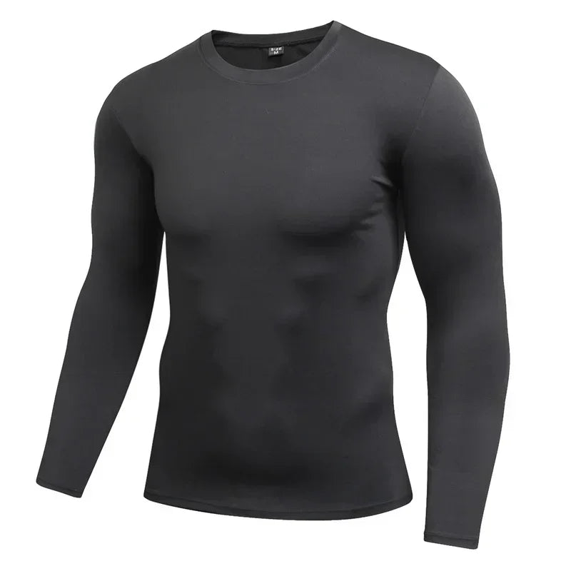 Autumn and winter Keep warm Men Compression Running T-Shirt Fitness Tight Long Sleeve Sport Training Jogging Gym Sportswear