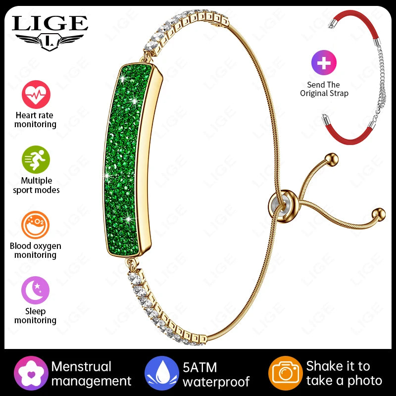 LIGE New Lady Smart Bracelet Waterproof Heart Rate Sleep Monitor Wristband Real-time Health Smartband Smartwatch For Android IOS