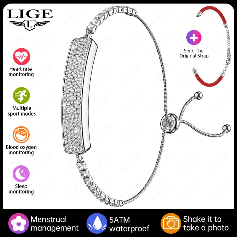LIGE New Lady Smart Bracelet Waterproof Heart Rate Sleep Monitor Wristband Real-time Health Smartband Smartwatch For Android IOS