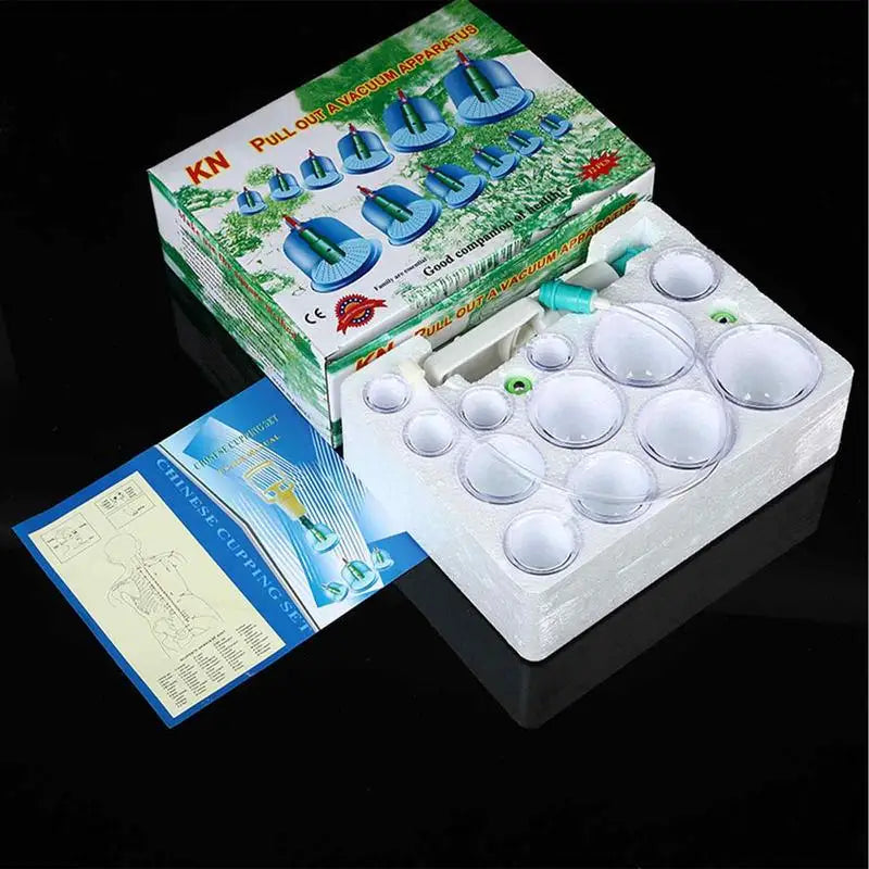 Family Full Body Neck Back Massage Helper Silicone Cellulite Massager Vacuum Cans 12 Cupping Cup Set Chinese Health Care Tool