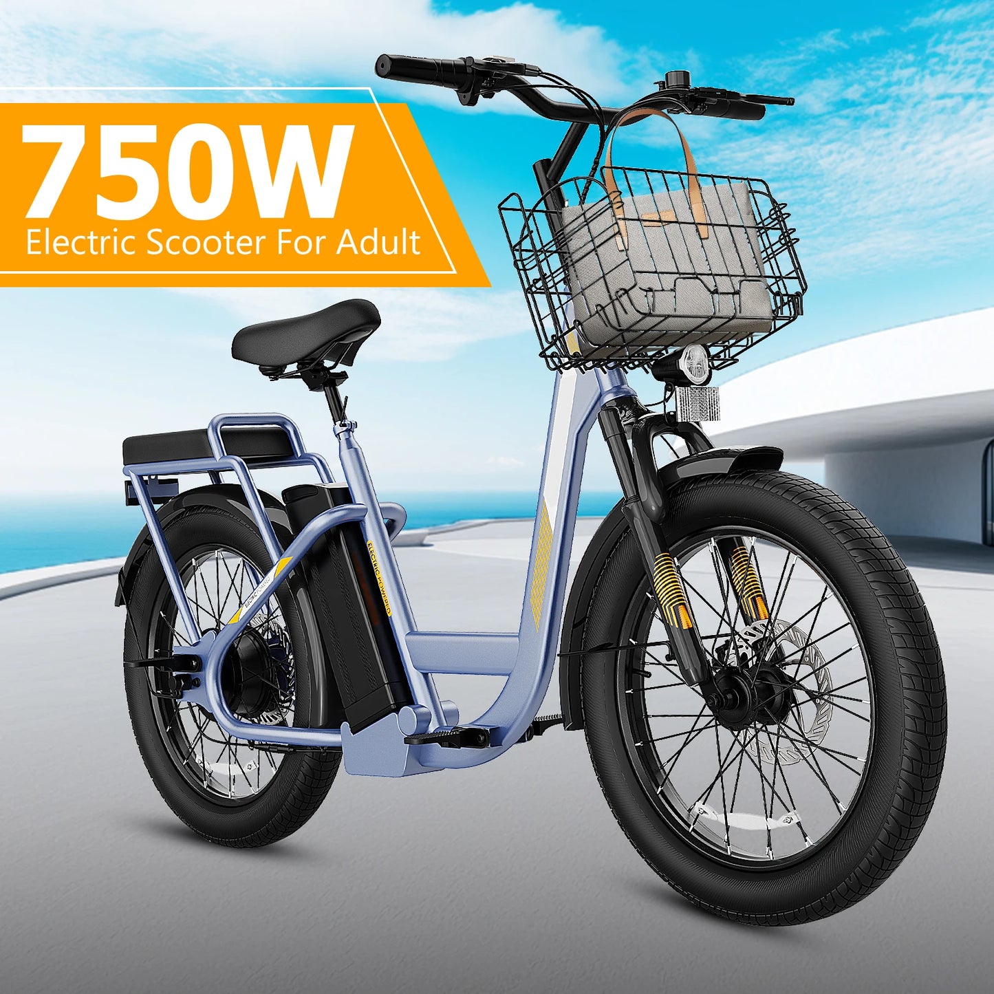 CAROMA Electric Scooter, 48V Removable Battery E-Bike, Up to 30Miles, 500/800/1200W Motor, 20" Fat Tire, UL2272,1 Year Warranty