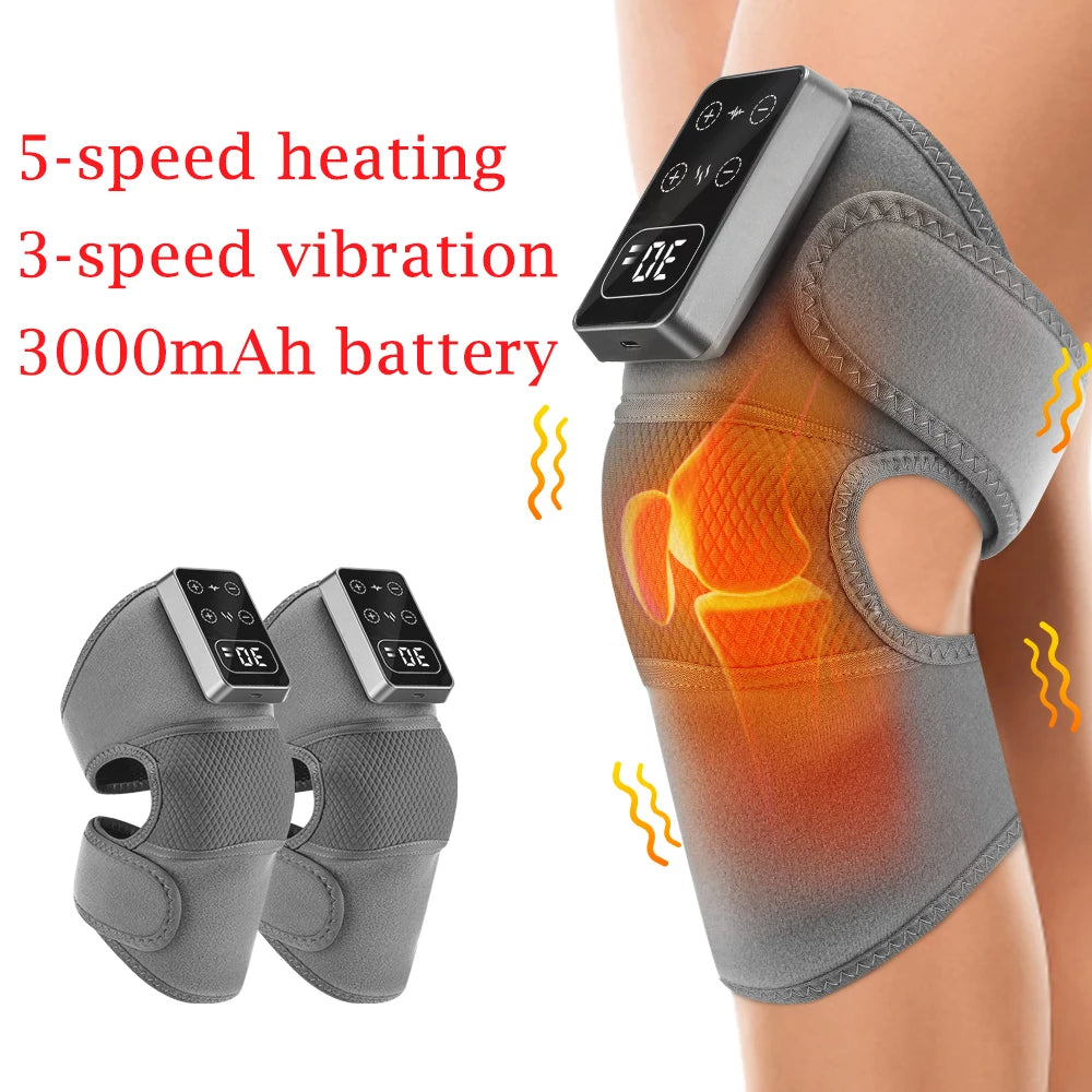 Wireless Heated Knee Massager Pads Brace Shoulder Elbow Support Muscle Wrap 6 Levels Hot Compress Reduce Stress Joint Health