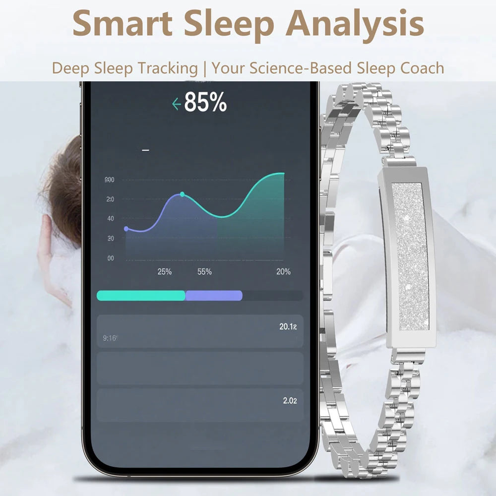 Ultra Thin Wristband Lady Waterproof Smart Chain Bracelet For Women Bluetooth Connected APP Multi Sports Heartrate Sleep Monitor