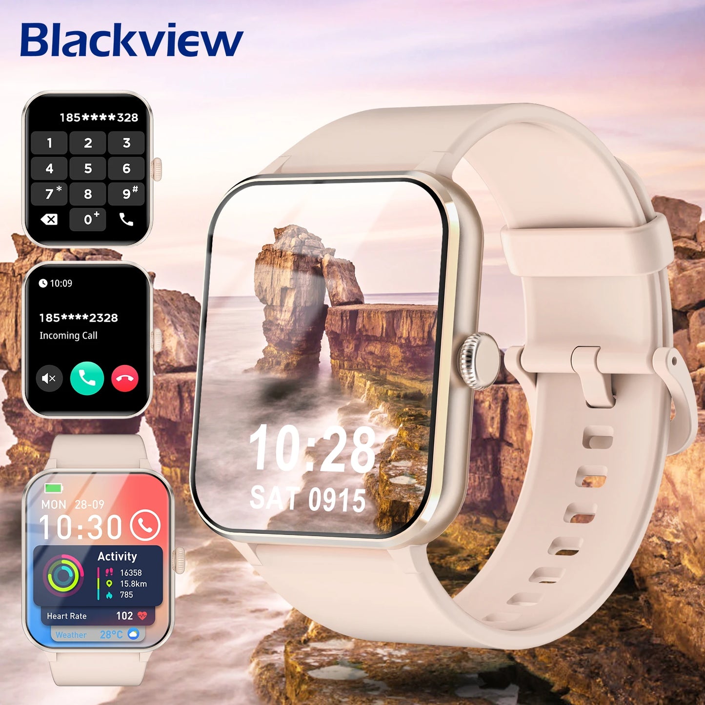 Blackview Waterproof R50 Smart Watch 1.85'' HD Screen Calls SpO2 Heart Rate Monitor Men Women Smartwatch with 100 Workout Modes