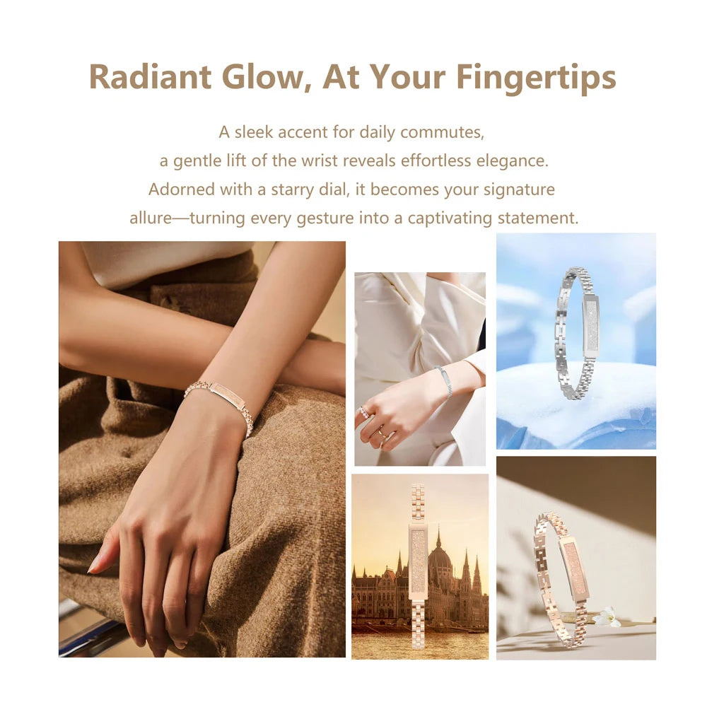Ultra Thin Wristband Lady Waterproof Smart Chain Bracelet For Women Bluetooth Connected APP Multi Sports Heartrate Sleep Monitor