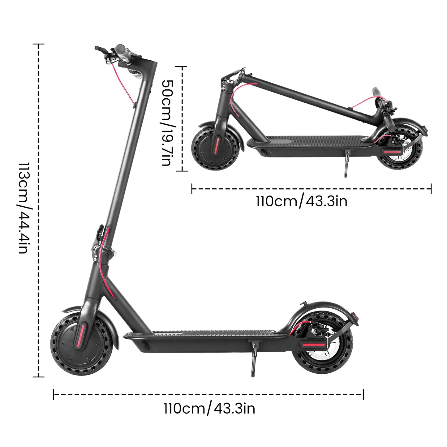 350W Folding Electric Scooter For Adults Long Range 8.5" Puncture-Proof Tires 265 LB Load Ultra-Compact Commuter E-Scooter