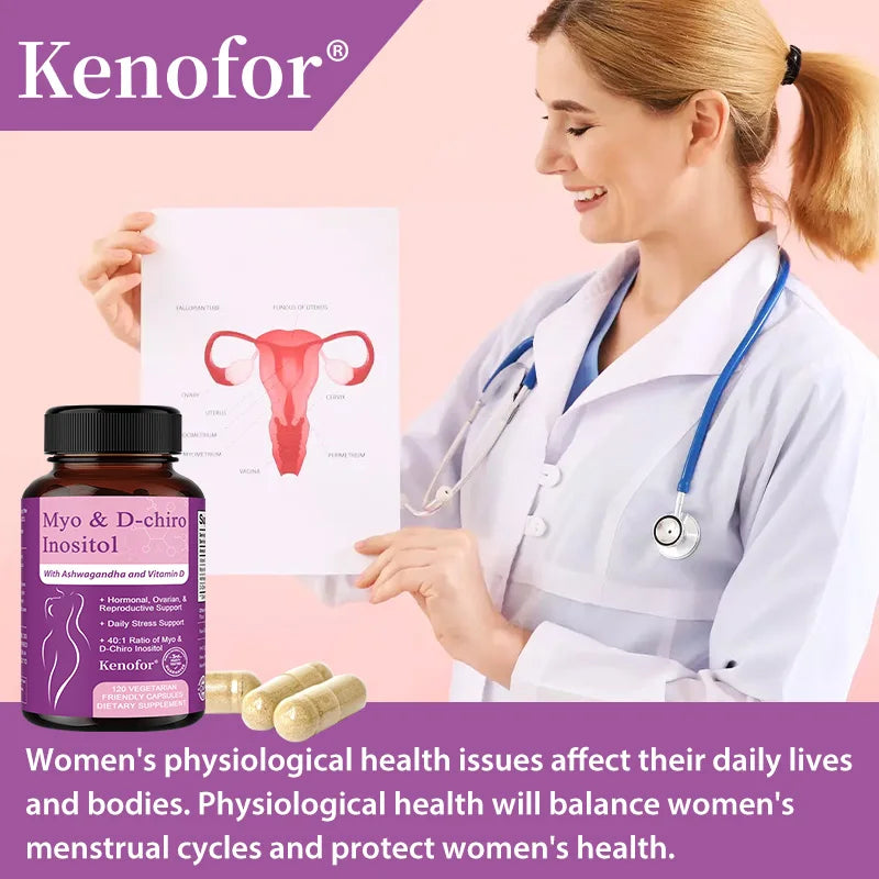 Inositol Supplement for Women, with Ashwagandha & Vitamin D3, Support Nerve Health, Women's Health, 120 Capsules