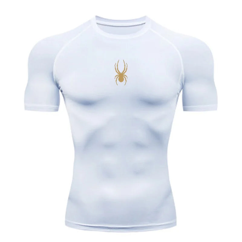 Men Sport T-Shirt Spider Quick Dry Bodybuilding Running Shirt Compression Tops Gym T Shirt Men Fitness Tight Tees Rashgard