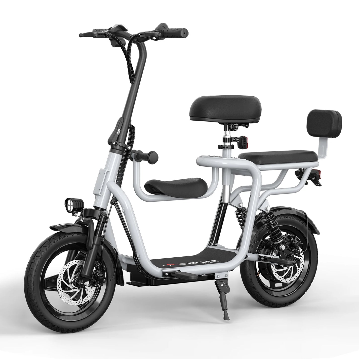 Spacewalk 36V Electric Scooter with 3 Seats for Adults Power by 500W Motor Peak, E Bike with 14" Tire and 20 Miles Range&17.4Mph