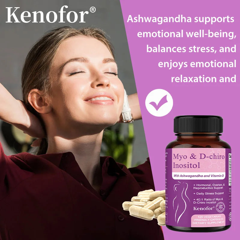 Inositol Supplement for Women, with Ashwagandha & Vitamin D3, Support Nerve Health, Women's Health, 120 Capsules