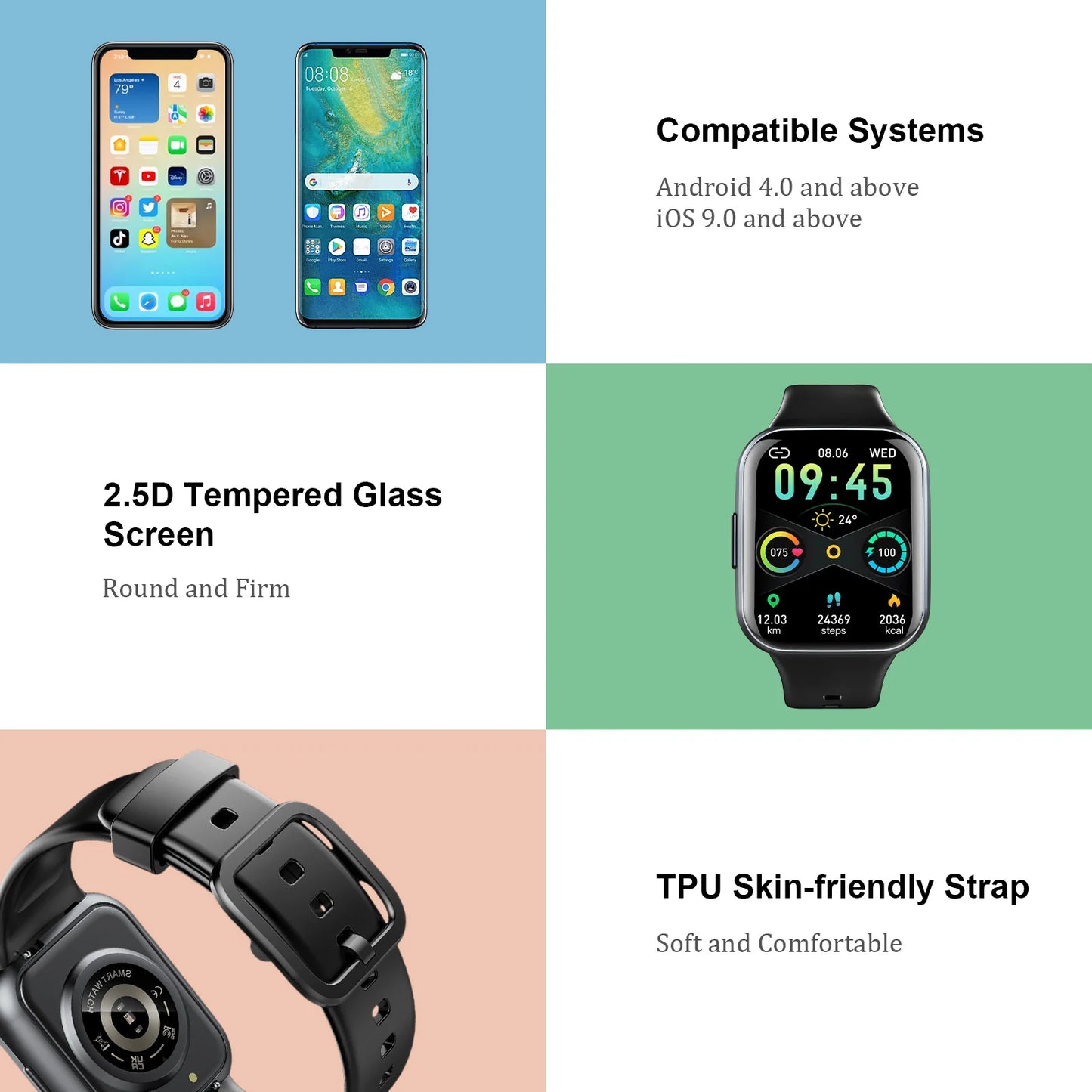 Q23 Smart Watch, Fitness Tracker Watch, 1.69'' Touch Smartwatch Fitness Watch with Pedometer/Sleep Monitor.