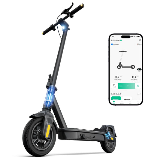 E10 Electric Scooter 1000W 20mph Max Speed 10" Tubeless Tire Folding E-Scooter 40miles Max Range Dual Suspension APP for Adult