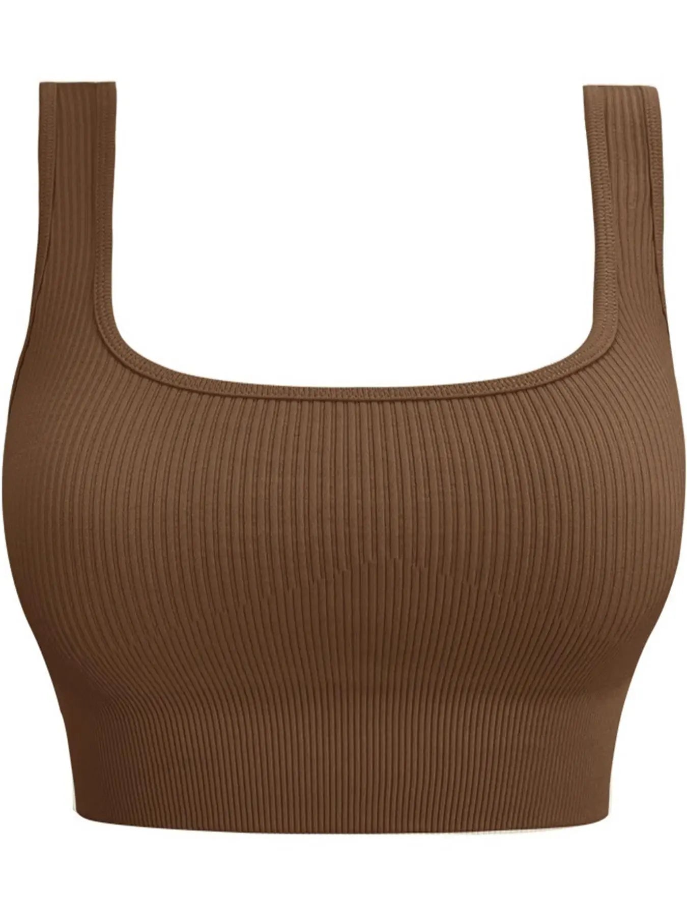 Women's solid color threaded yoga underwear seamless knit sports vest Fitness Yoga U-bra, Embedded chest pad