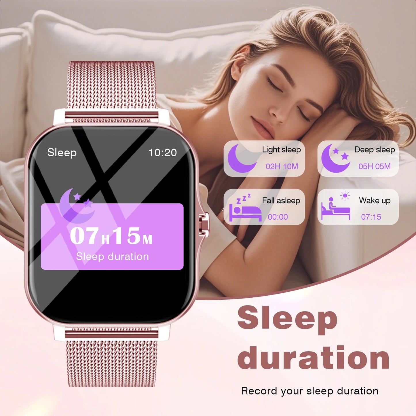 Sports smart watch, sports monitoring, wireless calls, message reminders, unisex, suitable for Android and iPhone