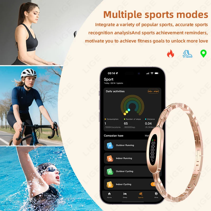 LIGE Smart Bracelet Women Waterproof Fitness Activity Tracker Heart Rate Sleep Monitor Pedometer Men Smart Watch For Android iOS