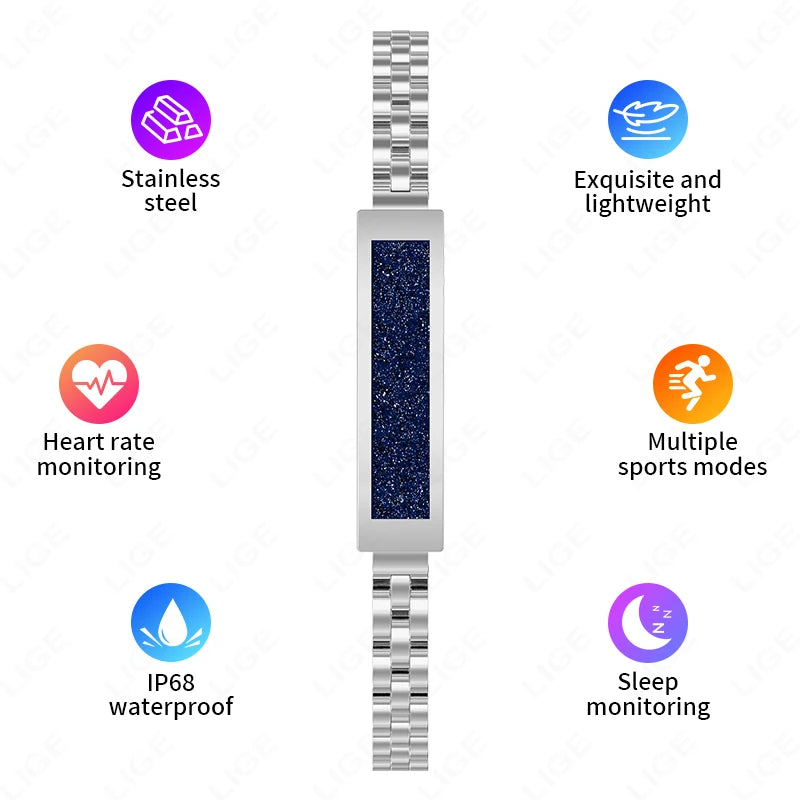 LIGE New Smart Watch Women No Screen Heart Rate Blood Oxygen Monitor Sleep Tracker Sport Fitness Bracelet Health Smartwatch 2025