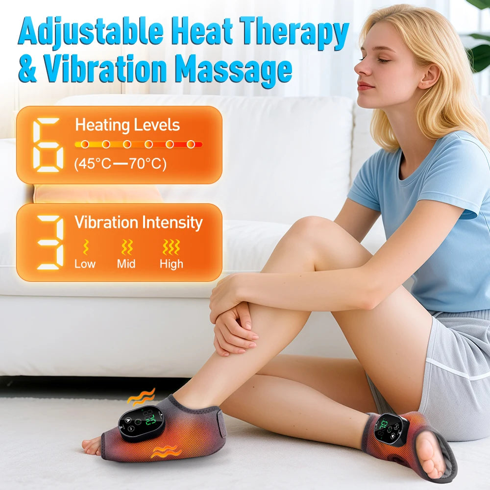 Electric Cordless Heated Ankle Guard Massager for Right or Left Foot Vibration Massage Wristband Hot Compress Ankle Wrist Brace
