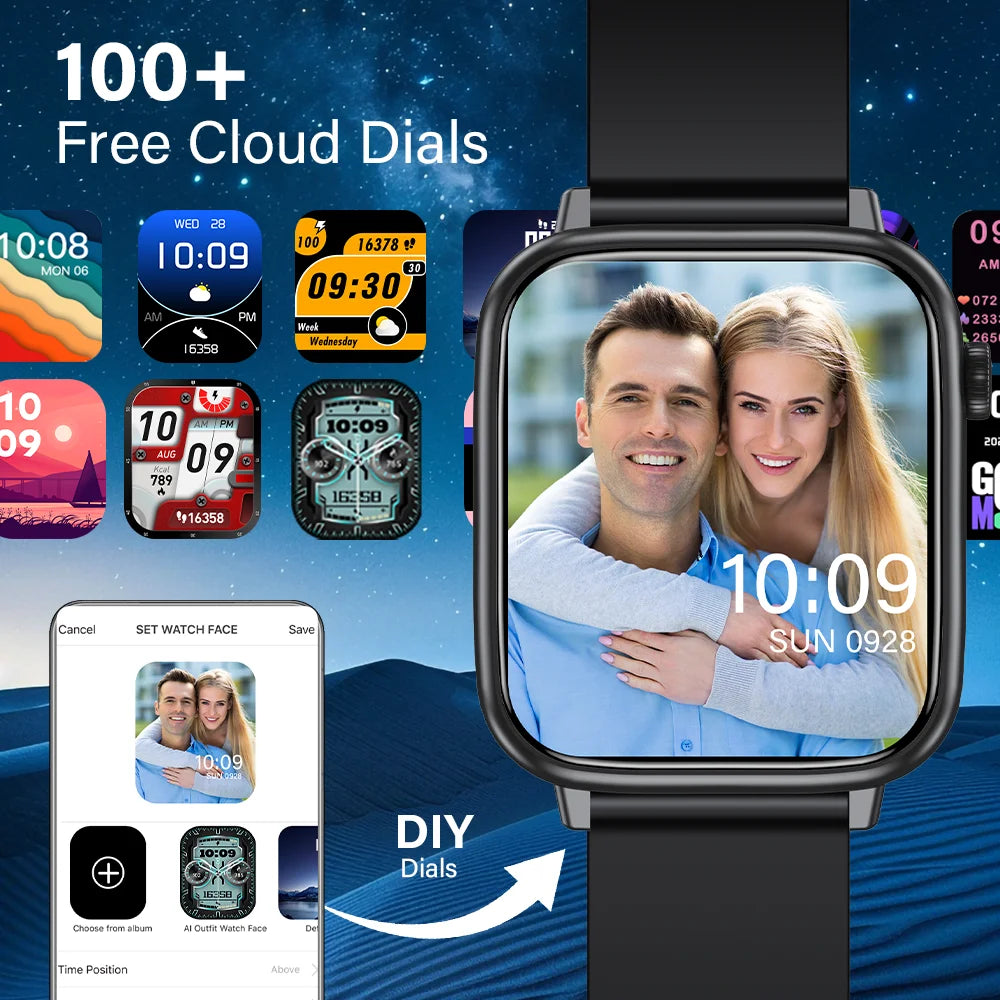 LAXASFIT New Smart Watch Bluetooth Call 24/7 Heart Rate Monitor IP68 Waterproof 100+ Sport Mode Smartwatch for Men Women