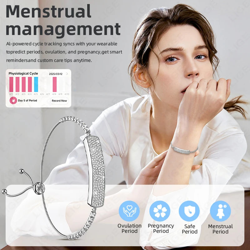 LIGE New Lady Smart Bracelet Waterproof Heart Rate Sleep Monitor Wristband Real-time Health Smartband Smartwatch For Android IOS