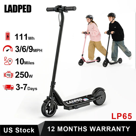Electric Scooter for Kids - 9MPH & 10Mile Range, 250W Motor, 6.5" Solid Tires with App Control Folding Commuter E-Scooter UL2272
