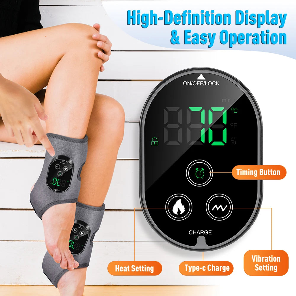 Electric Cordless Heated Ankle Guard Massager for Right or Left Foot Vibration Massage Wristband Hot Compress Ankle Wrist Brace