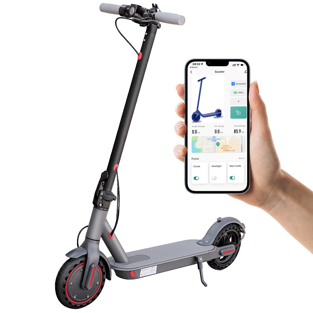 LADPED Electric Scooter 350W 19mph APP Smart Scooter Shock-absorbing Anti-skid ‎8.5 Inches Folding waterproof Electric Scooter