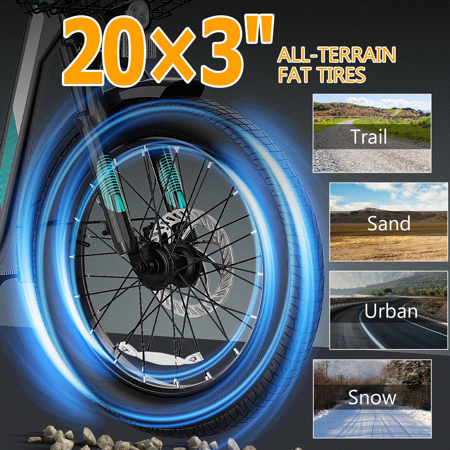 CAROMA Electric Scooter, 48V Removable Battery E-Bike, Up to 30Miles, 500/800/1200W Motor, 20" Fat Tire, UL2272,1 Year Warranty