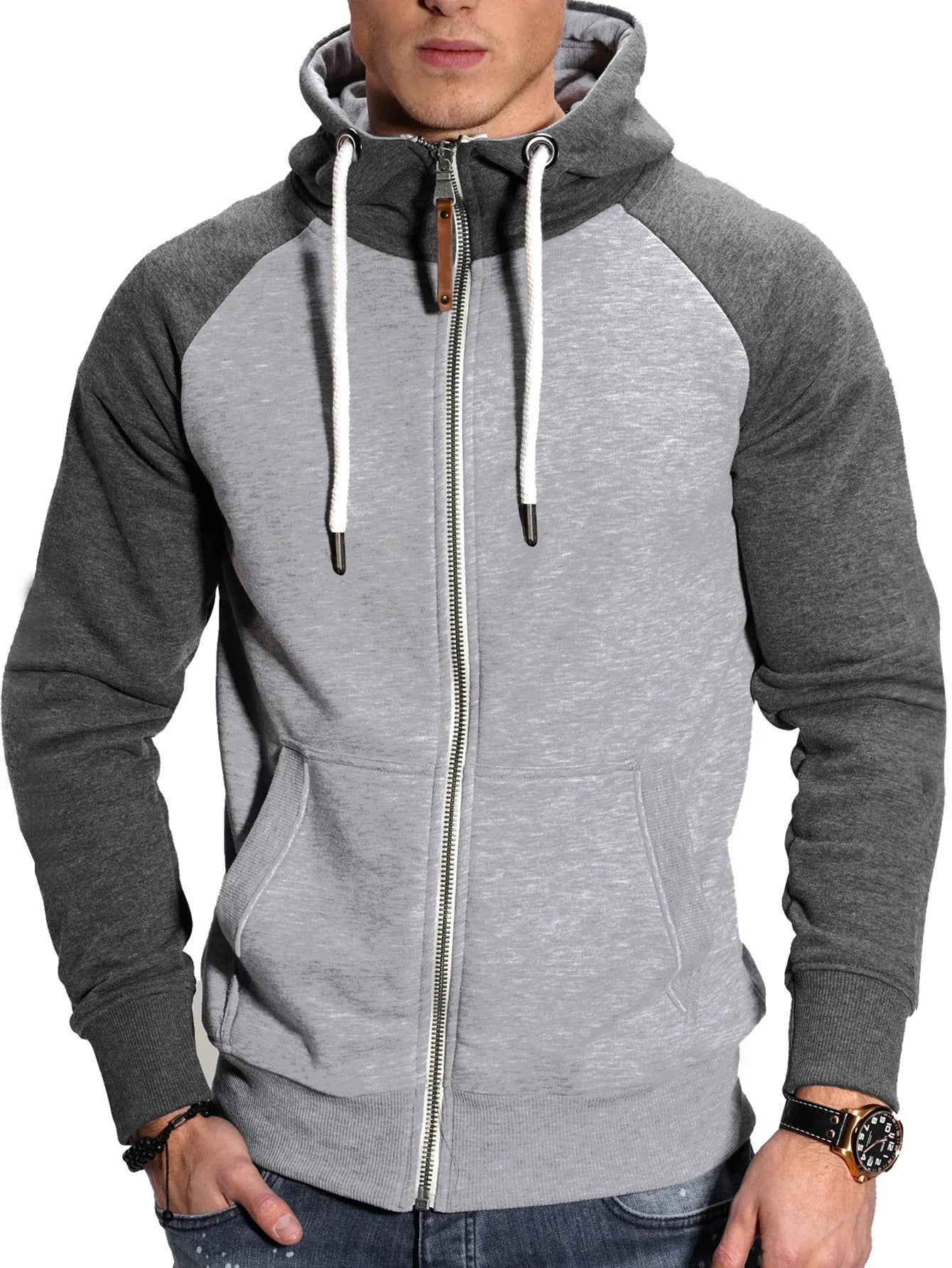 Men Hoodies Long Sleeve Sweatshirt Zipper Design Hooded Sweatshirt for Men Clothing Sportswear Slim Fit Casual Jacket