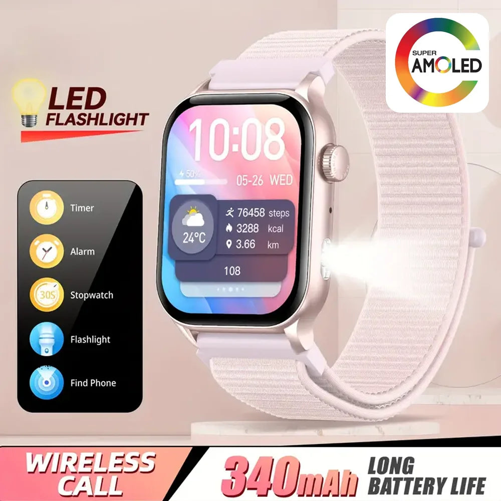 SENBONO Women Smart Watch Alway on Display AMOLED Screen Bluetooth Call Waterproof 100+ Sport Mode DIY Dial Smartwatch for Women