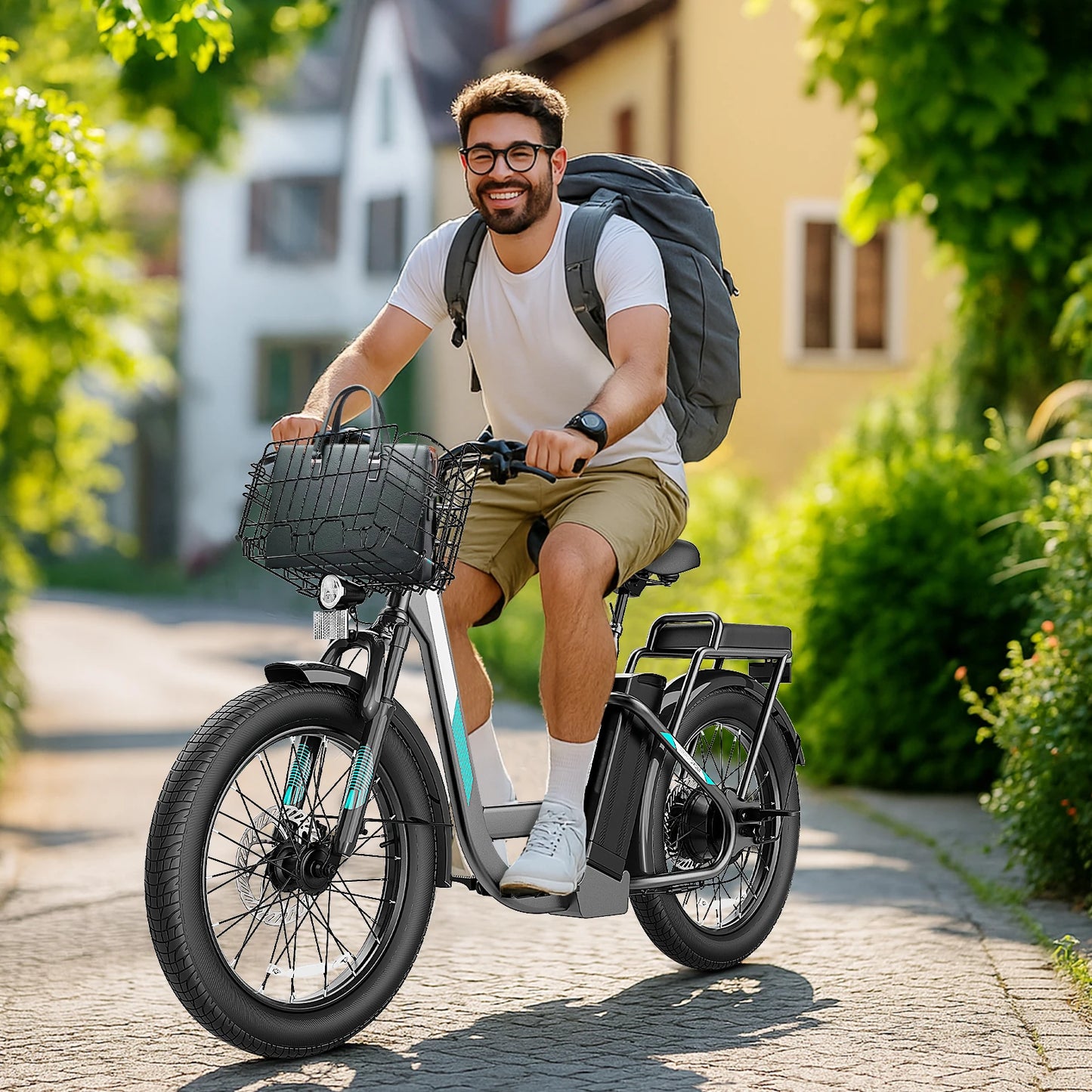 CAROMA Electric Scooter, 48V Removable Battery E-Bike, Up to 30Miles, 500/800/1200W Motor, 20" Fat Tire, UL2272,1 Year Warranty