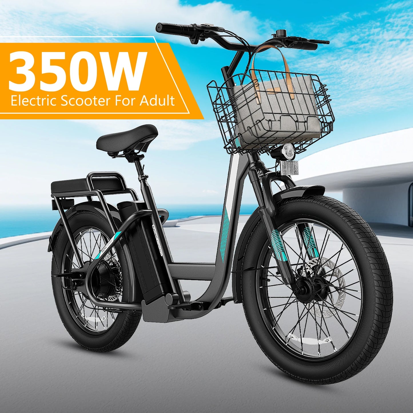 CAROMA Electric Scooter, 48V Removable Battery E-Bike, Up to 30Miles, 500/800/1200W Motor, 20" Fat Tire, UL2272,1 Year Warranty
