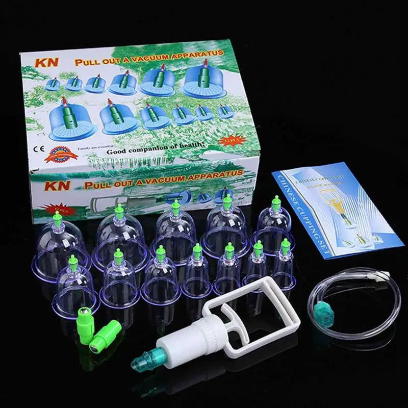 Family Full Body Neck Back Massage Helper Silicone Cellulite Massager Vacuum Cans 12 Cupping Cup Set Chinese Health Care Tool