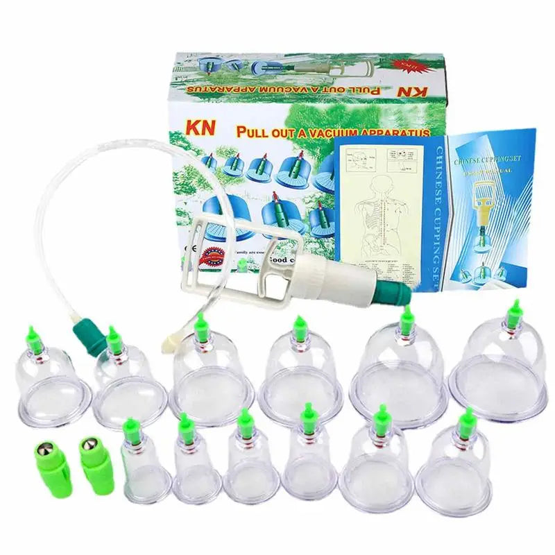 Family Full Body Neck Back Massage Helper Silicone Cellulite Massager Vacuum Cans 12 Cupping Cup Set Chinese Health Care Tool