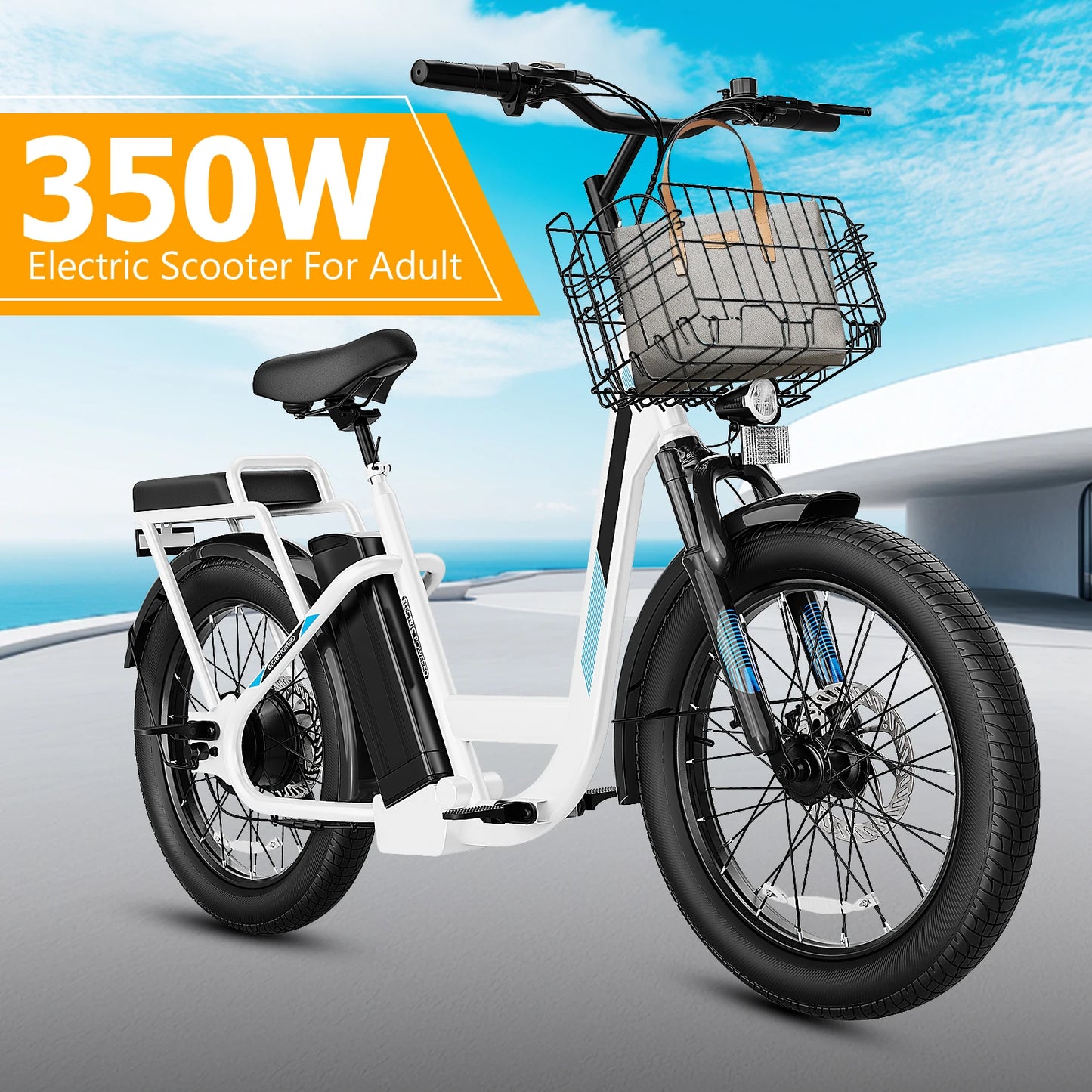 CAROMA Electric Scooter, 48V Removable Battery E-Bike, Up to 30Miles, 500/800/1200W Motor, 20" Fat Tire, UL2272,1 Year Warranty