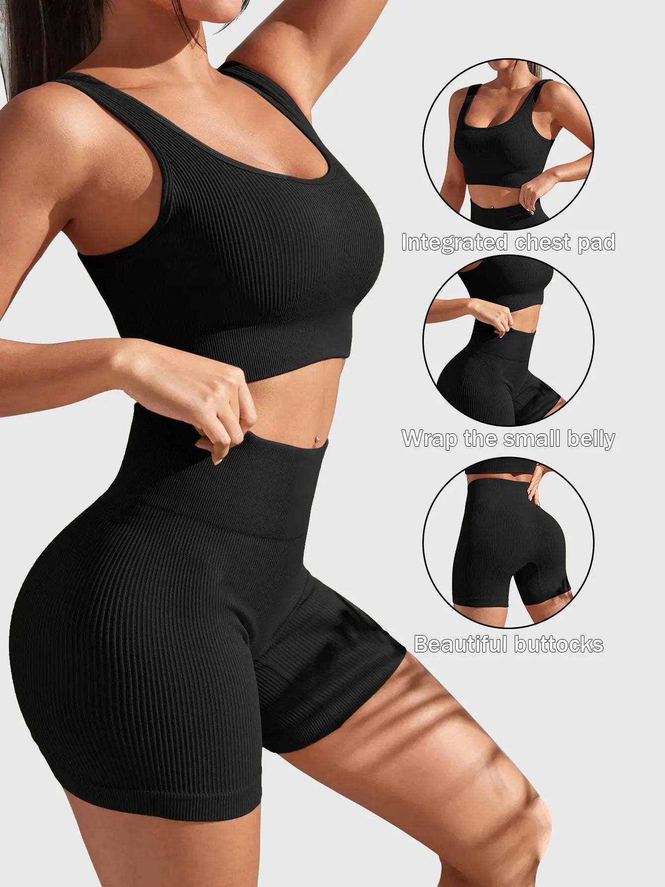 CZGUKE New Arrival Fashion Seamless Exercise Body-Tight Quick Dry Moisture Absorption High Waist Hip Yoga Fitness Set for Women