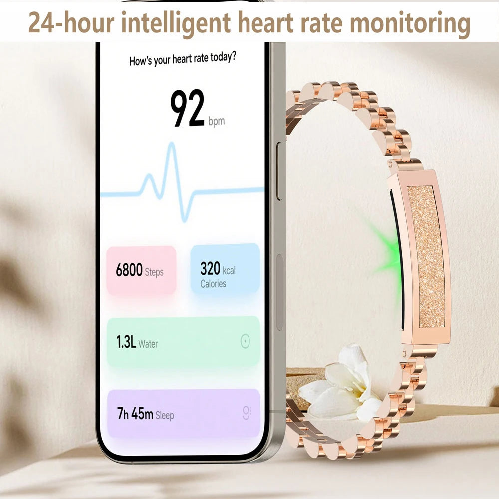 Ultra Thin Wristband Lady Waterproof Smart Chain Bracelet For Women Bluetooth Connected APP Multi Sports Heartrate Sleep Monitor