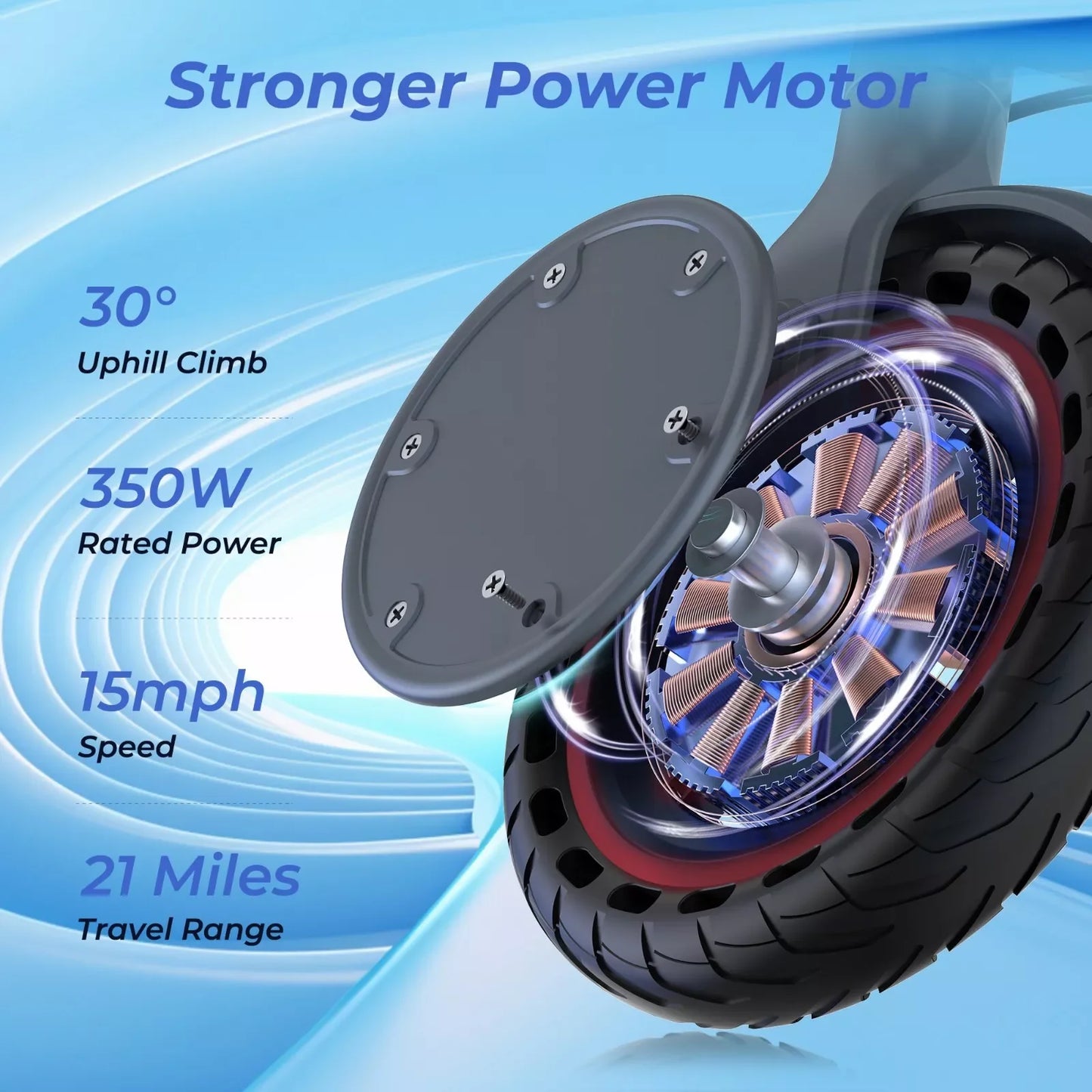 LADPED Electric Scooter 350W 19mph APP Smart Scooter Shock-absorbing Anti-skid ‎8.5 Inches Folding waterproof Electric Scooter