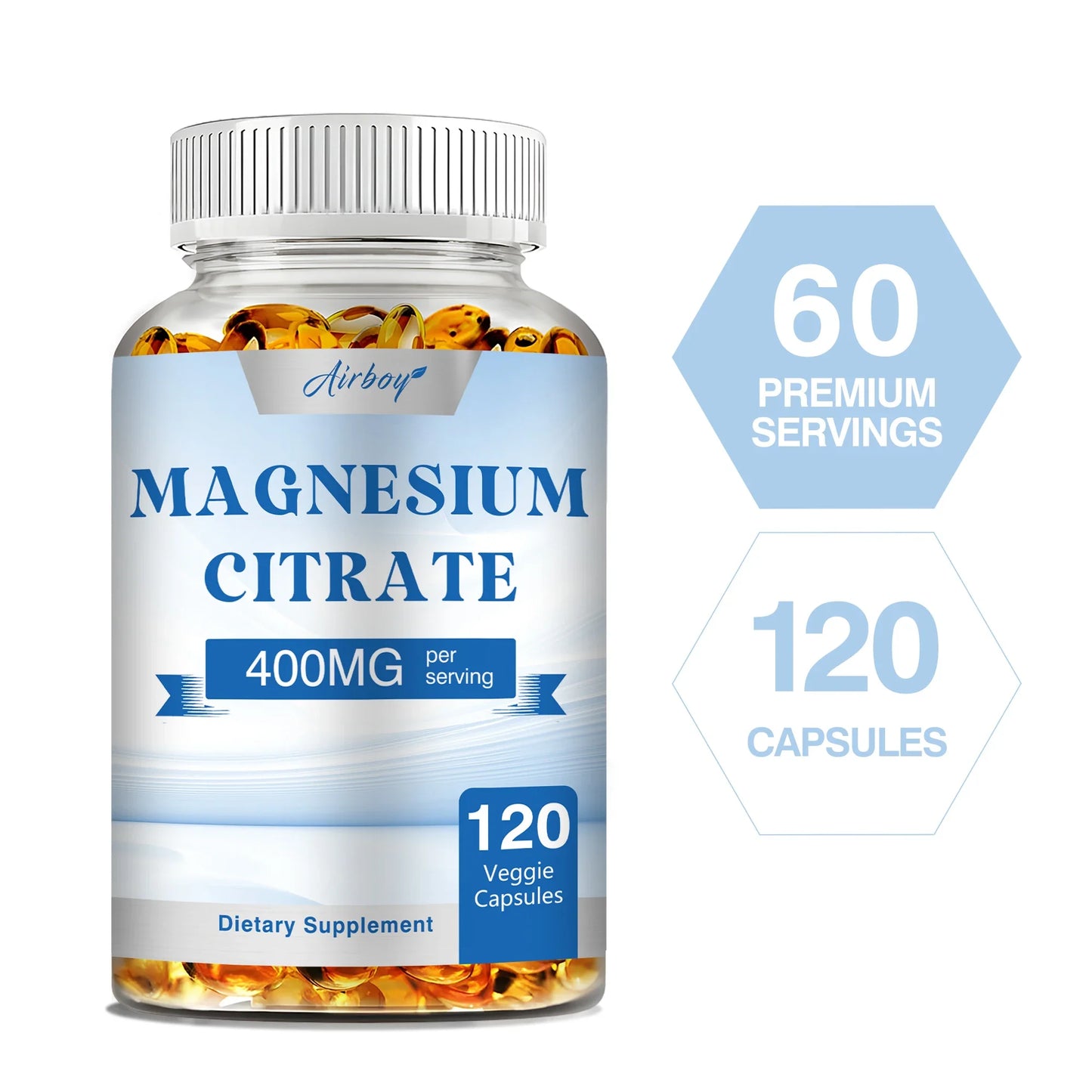 Magnesium Citrate Capsules - Supports Muscle, Nerve, Joint and Heart Health, Improves Sleep Quality - 120 Capsules