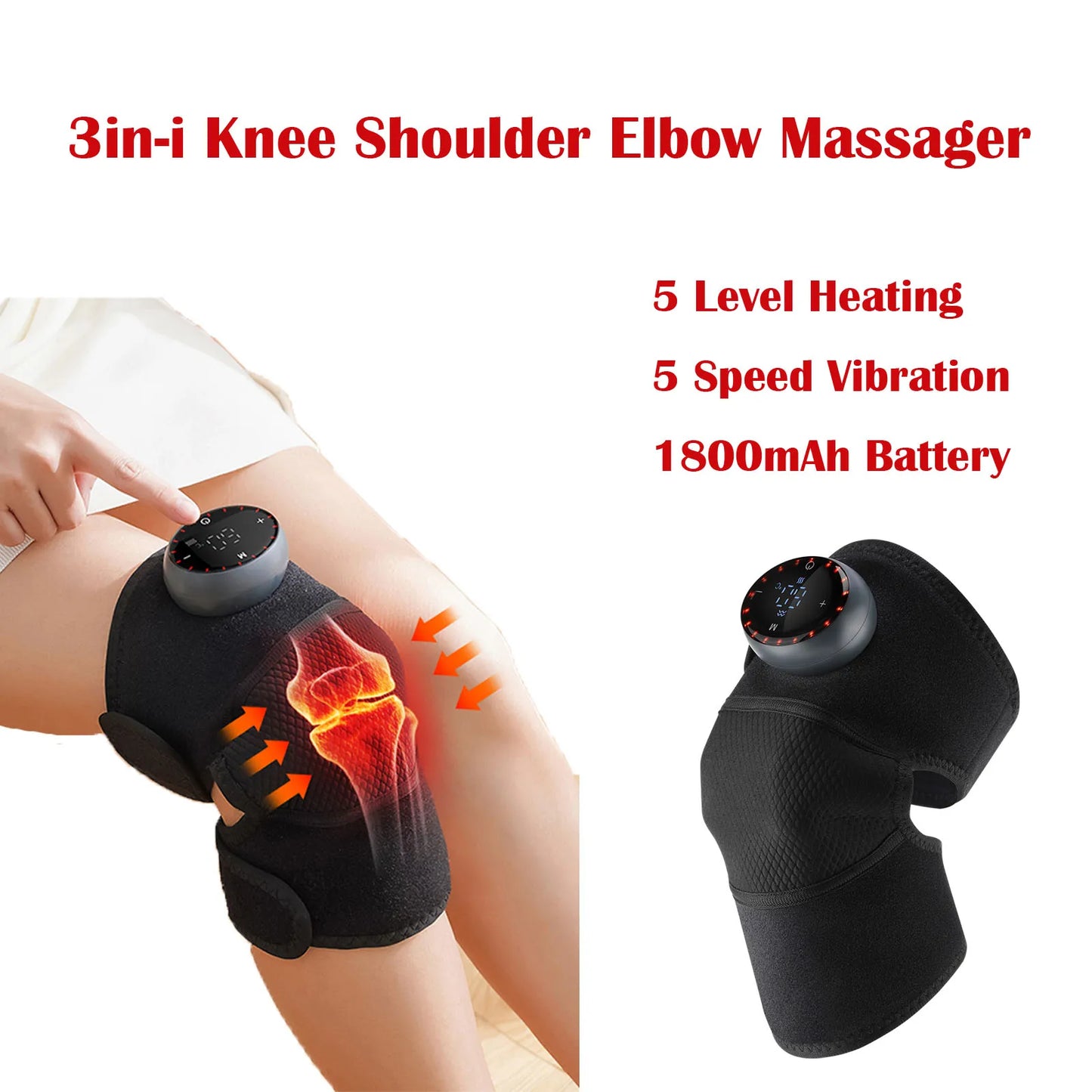 Wireless Heated Knee Massager Pads Brace Shoulder Elbow Support Muscle Wrap 6 Levels Hot Compress Reduce Stress Joint Health