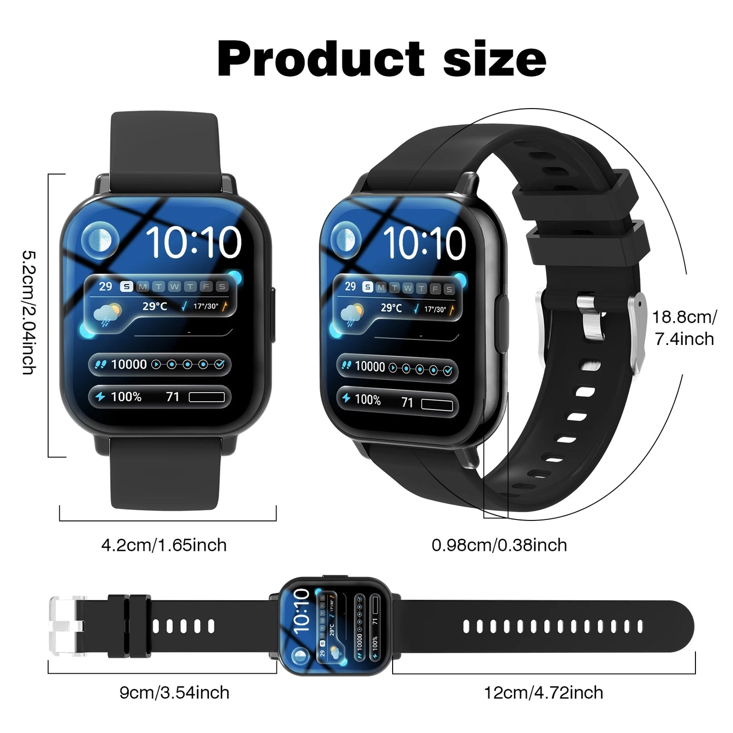 2025 Smart Watch for Men Women Square HD Screen: Wireless Calling with Dial Pad, Frequent Contacts Message Reminder