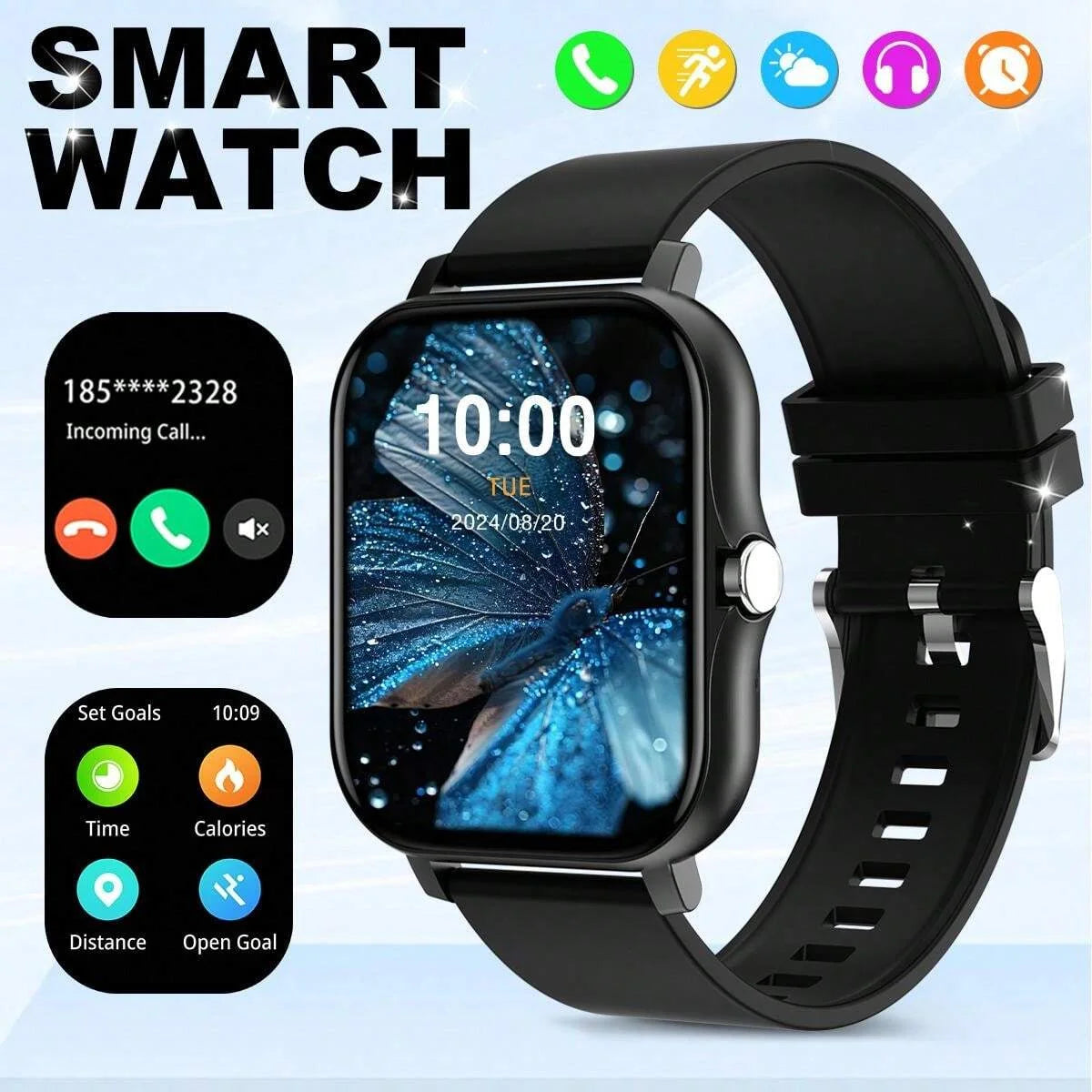 Sports smart watch, sports monitoring, wireless calls, message reminders, unisex, suitable for Android and iPhone
