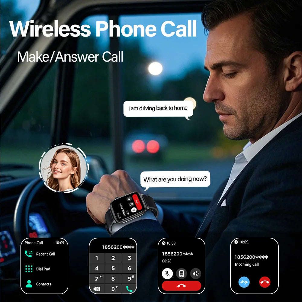 LAXASFIT New Smart Watch Bluetooth Call 24/7 Heart Rate Monitor IP68 Waterproof 100+ Sport Mode Smartwatch for Men Women