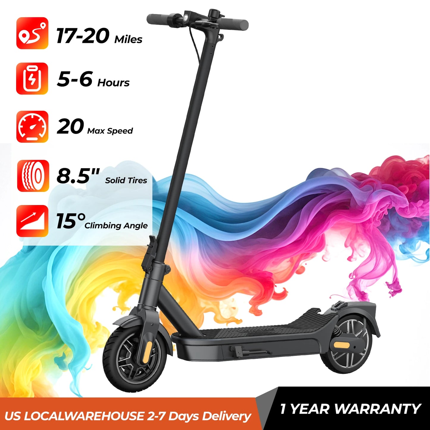Smart Electric Scooter 8.5Inch Tire E-Scooter 500W Foldable 20mph 20Miles Long Range Dual Shock Absorption Adult CLeisure Riding