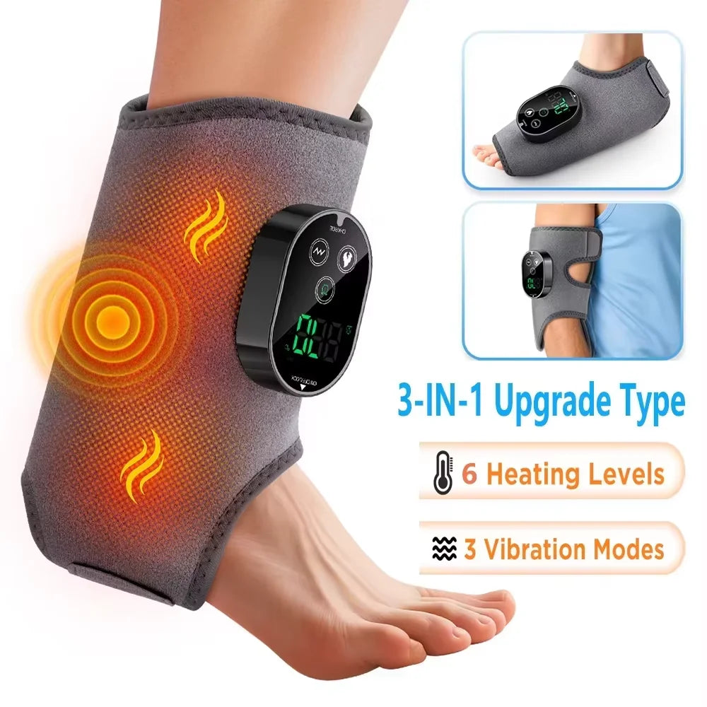Electric Cordless Heated Ankle Guard Massager for Right or Left Foot Vibration Massage Wristband Hot Compress Ankle Wrist Brace