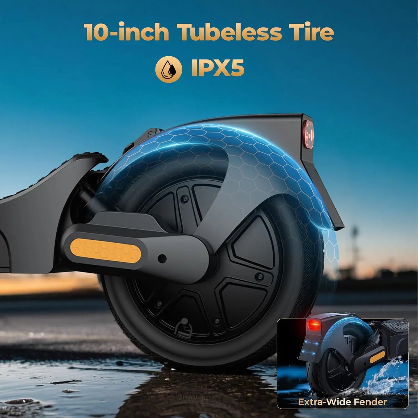 Foldable Adult E-Scooter 1000/500W 20MPH 10/8.5 Inch Non-slip Tire 40/20 Miles Long Range Dual Shock Absorption APP Control