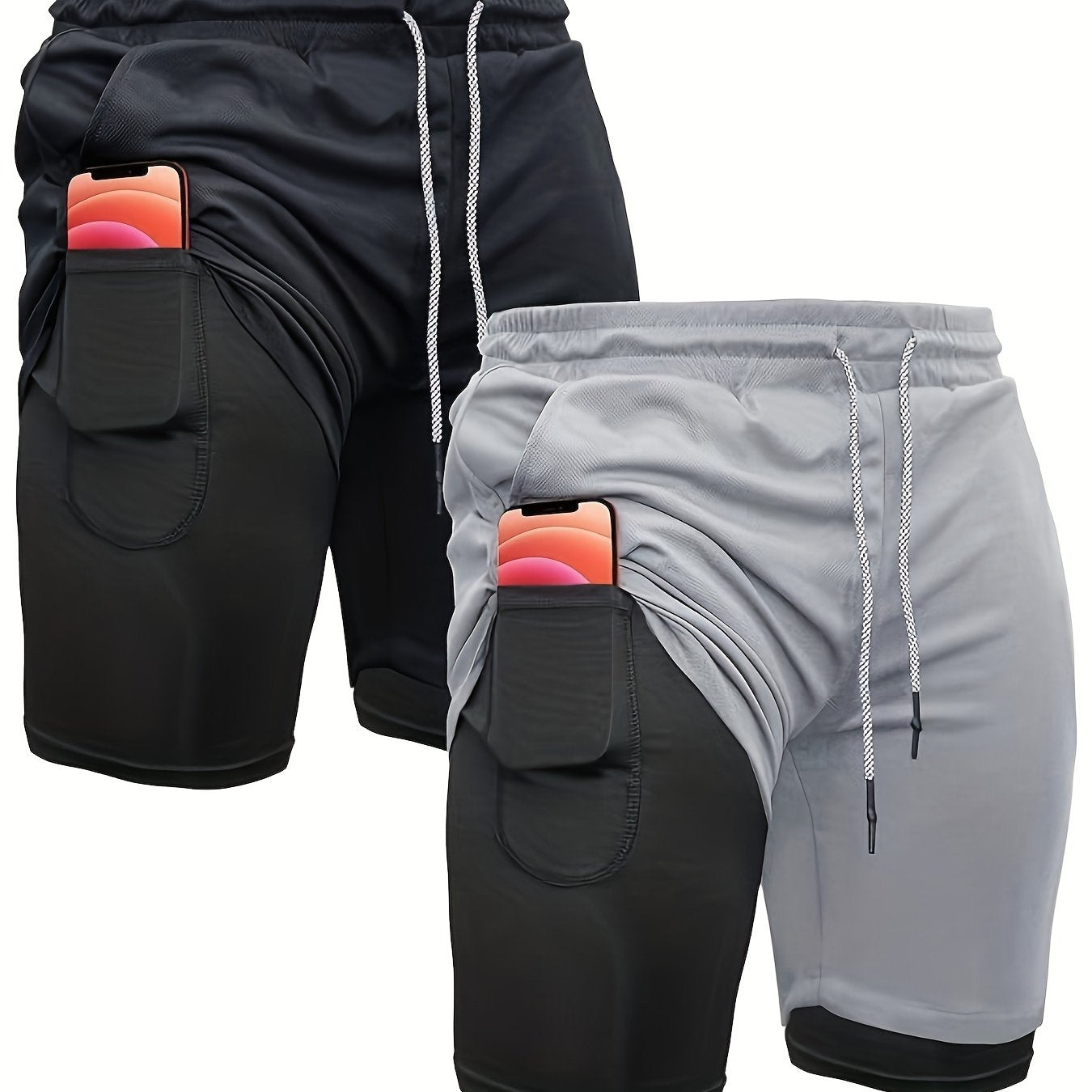 OEBLD Men's 2-in-1 Running Shorts Lightweight Polyester