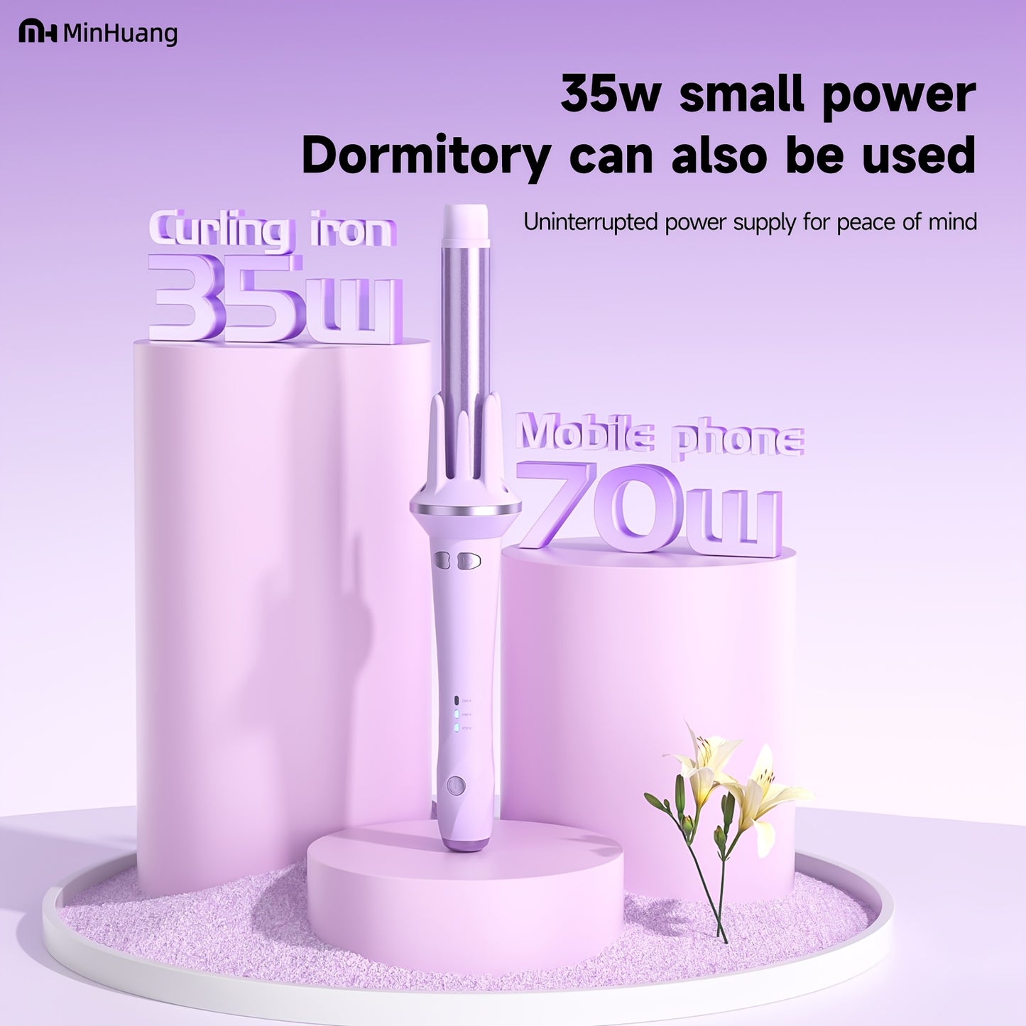 1pc-FCC! Automatic Hair Curler 28mm - Rotating Curling Iron with 3 Heat Settings, Safe Touch Cool Tip & 110V US Plug, Burn Protection for Beginners, Salon Results at Home